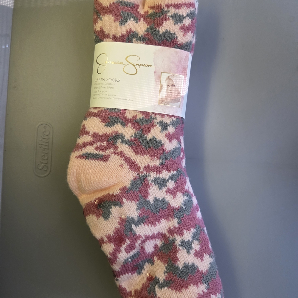 Jessica Simpson Pink and Green Camo Socks